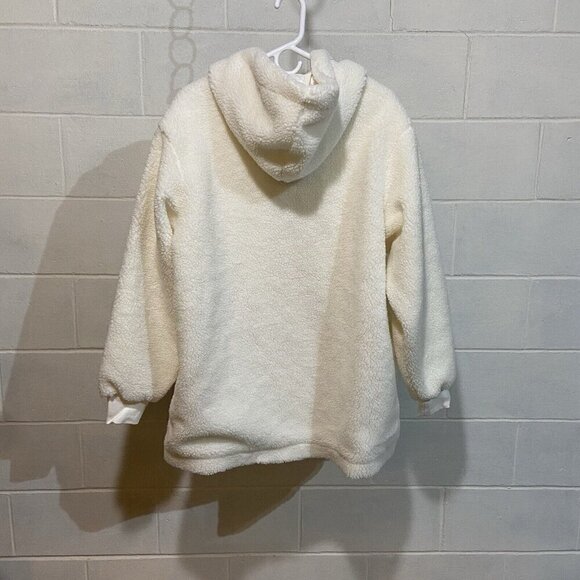 Levi's Women's Teddy Hooded Sherpa Jacket Creme Brulee Faux Fur Plush NWT Winter - Picture 3 of 8